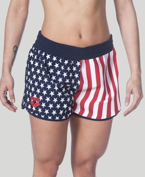 Arena Official Usa Swimming National Team Flag Print Short Multicolor | 429387-YPL