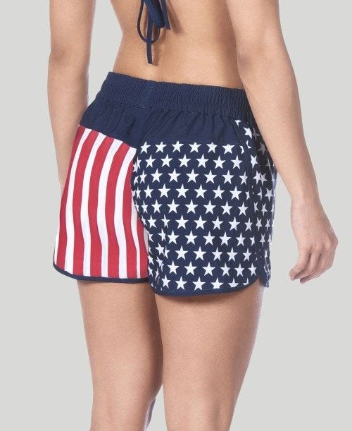 Arena Official Usa Swimming National Team Flag Print Short Multicolor | 429387-YPL