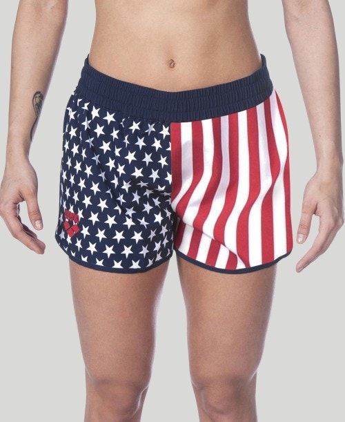 Arena Official Usa Swimming National Team Flag Print Short Multicolor | 429387-YPL