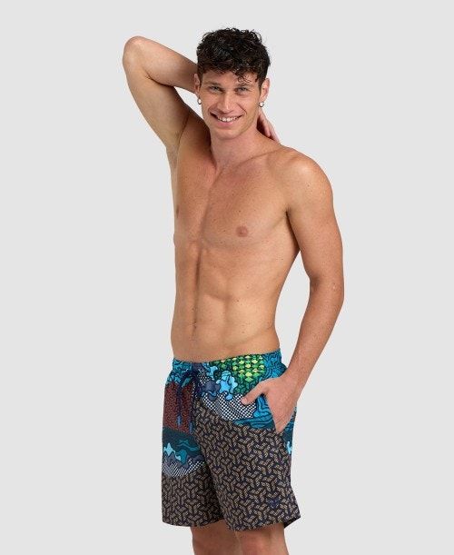 Arena Placed Beach Boxer Blue | 781463-RJZ