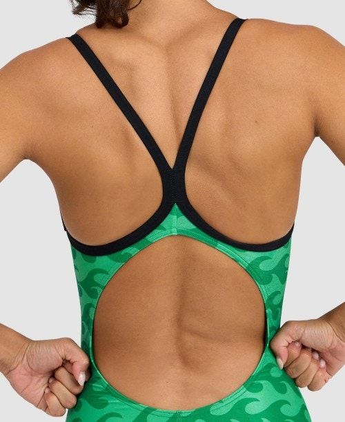 Arena Ride The Wave Light Drop Back One Piece Black / Green | 296408-ALY