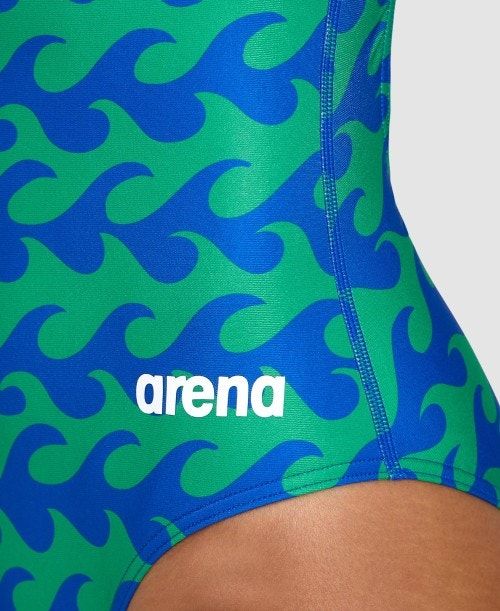 Arena Ride The Wave Light Drop Back One Piece Blue / Navy Green | 465023-NLH