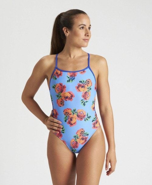 Arena Roses Lace Back One Piece Blue / Turquoise | 953104-NEC