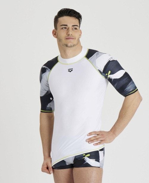 Arena Short Sleeve Rash Guard White / Grey Multicolor | 098527-KBD