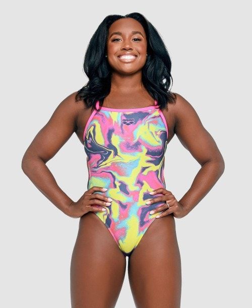 Arena Simone Manuel Capsule Collection Challenge Back One Piece Multicolor | 653748-NDE