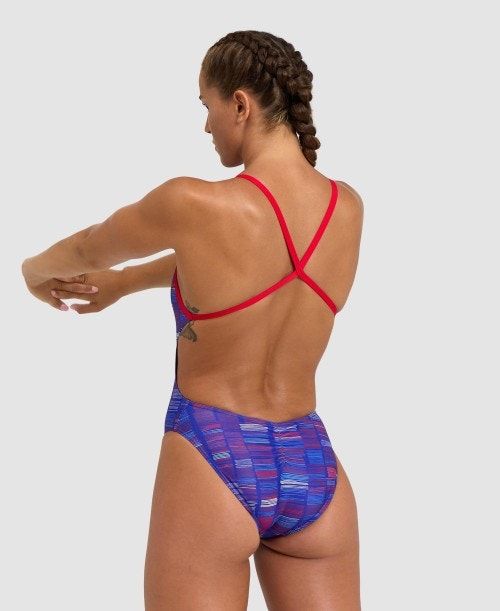 Arena Slow Motion Xcross Back One Piece Red / Blue Multicolor | 597836-GJP