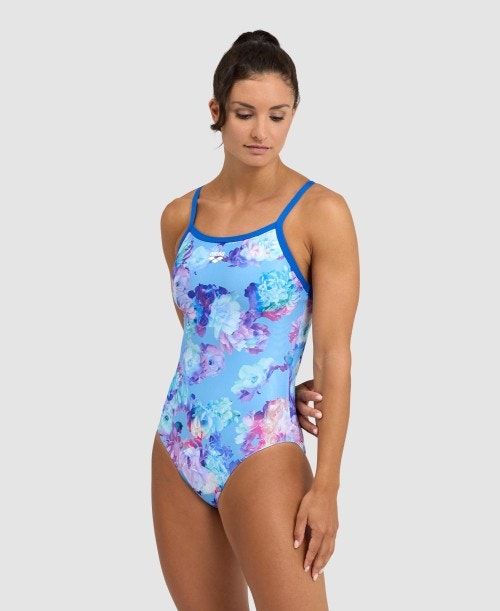 Arena Spring Garden Light Drop Back One Piece Royal / Royal Multicolor | 701629-HEI