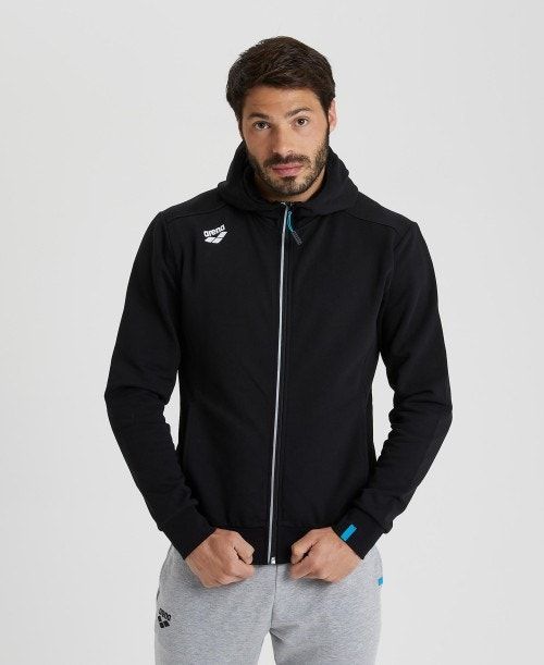 Arena Team Hooded Jacket Panel Black | 923874-STQ