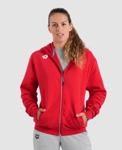 Arena Team Hooded Jacket Panel Red | 861940-DGM