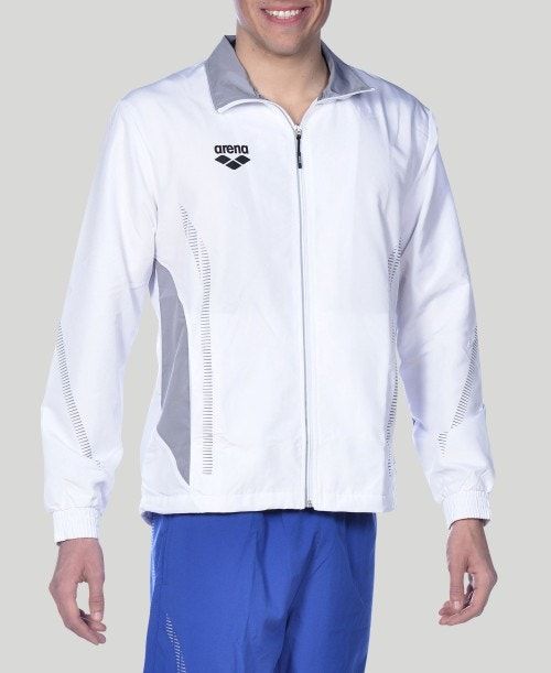 Arena Team Line Warm-up Jacket White / Grey | 172945-WYQ