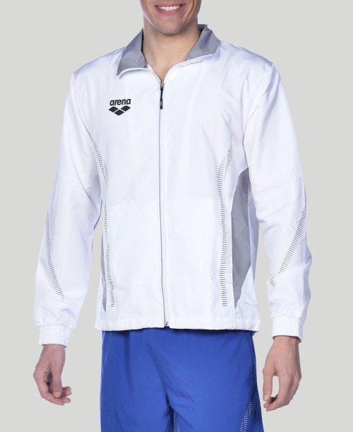 Arena Team Line Warm-up Jacket White / Grey | 172945-WYQ