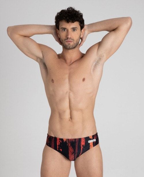 Arena Team Painted Stripes Brief Black / Multicolor Red | 817205-IOS