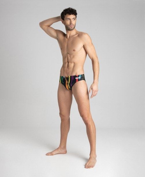 Arena Team Painted Stripes Brief Black / Multicolor Yellow | 501398-CEG