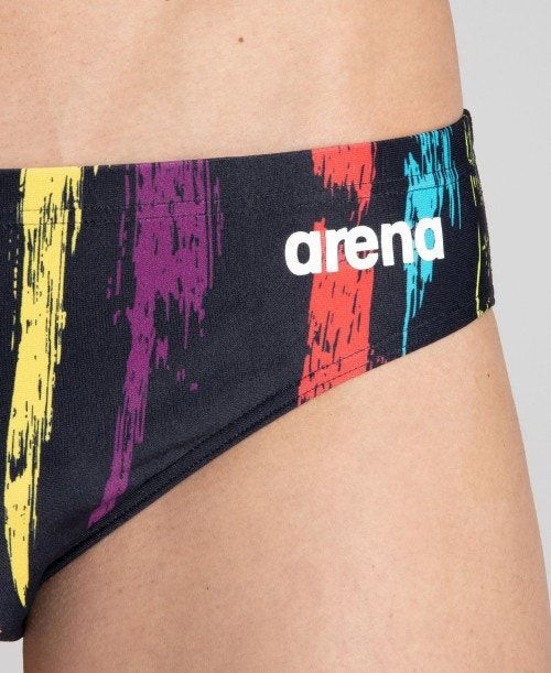 Arena Team Painted Stripes Brief Black / Multicolor Yellow | 501398-CEG