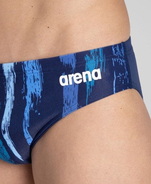 Arena Team Painted Stripes Brief Navy / Multicolor Turquoise | 125093-COI