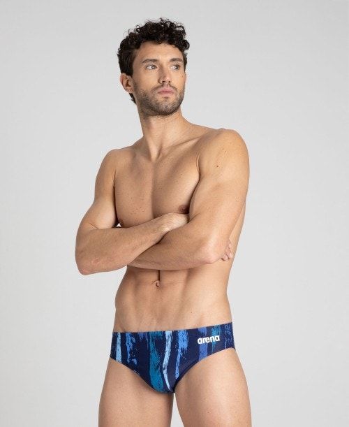 Arena Team Painted Stripes Brief Navy / Multicolor Turquoise | 125093-COI