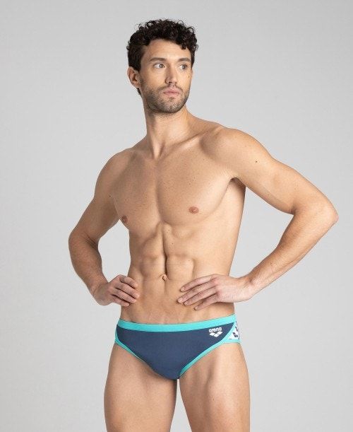 Arena Team Stripe Brief Dark Grey / Mint | 937016-BNI