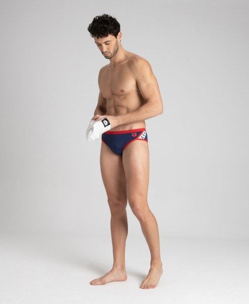 Arena Team Stripe Brief Navy / Red | 278413-UNJ