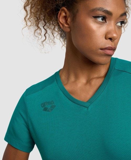 Arena Team T-shirt Panel Green | 371428-ANG