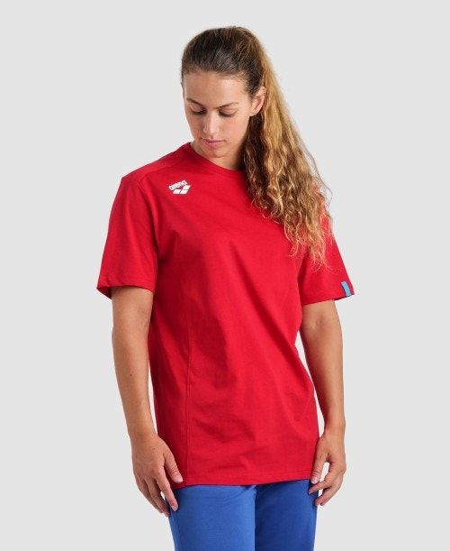 Arena Team T-shirt Panel Red | 509842-ZKT