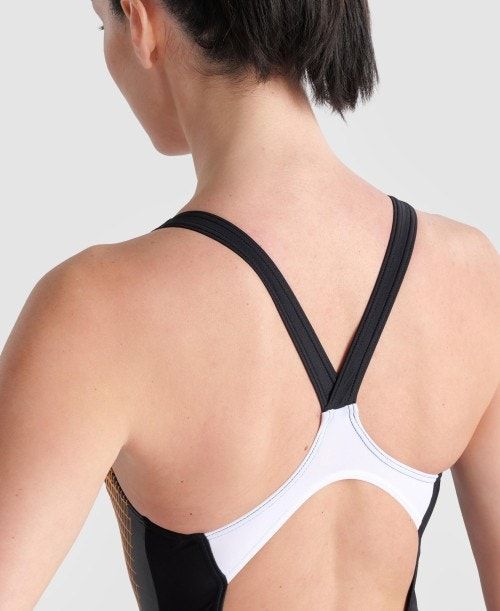 Arena Threefold V Back One Piece Black / White | 856172-FZH