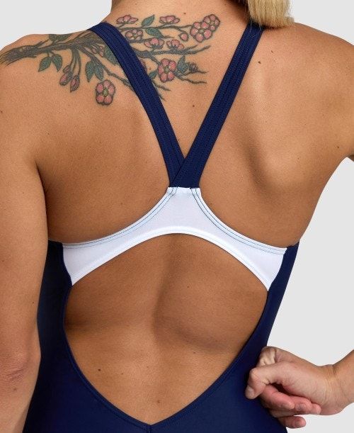 Arena Threefold V Back One Piece Navy / Blue / White | 135407-FVZ