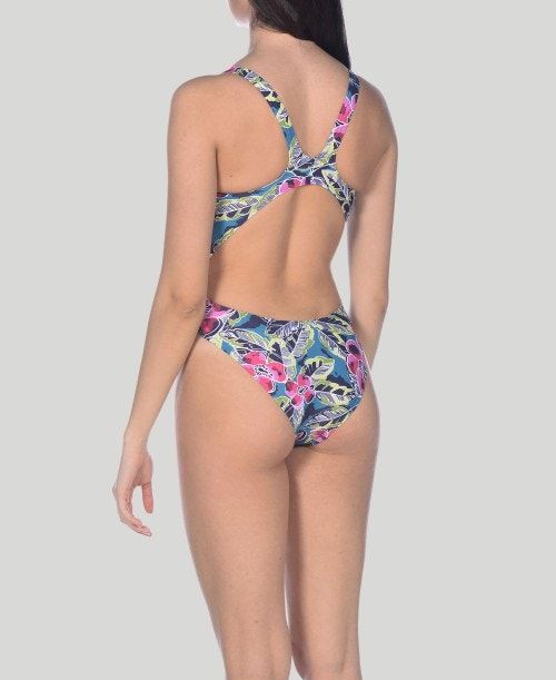 Arena Tropical Sketch Swim Tech One Piece Green / Multicolor | 158249-LIA