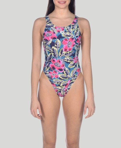 Arena Tropical Sketch Swim Tech One Piece Green / Multicolor | 158249-LIA