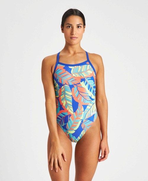 Arena Tropicals Challenge Back One Piece Blue / Multicolor | 281407-ADQ