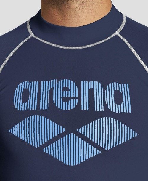 Arena T-shirt Rash Guard Navy | 082945-ZVA