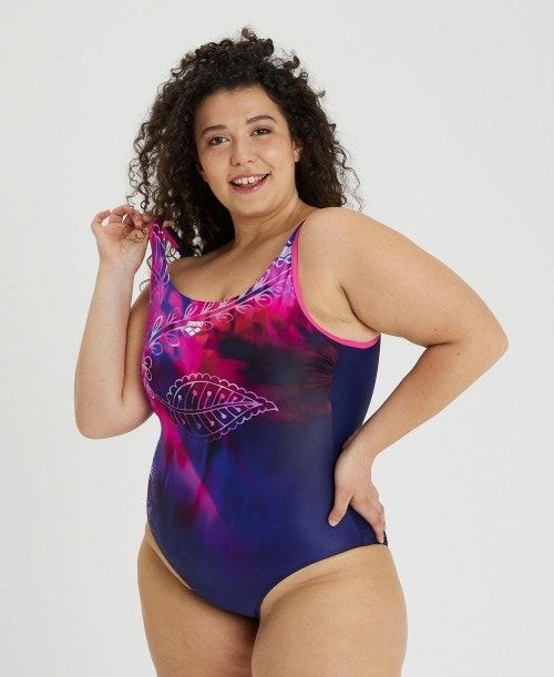 Arena U Back Placement Plus Swimsuit Navy / Rose / Multicolor | 127809-MUS