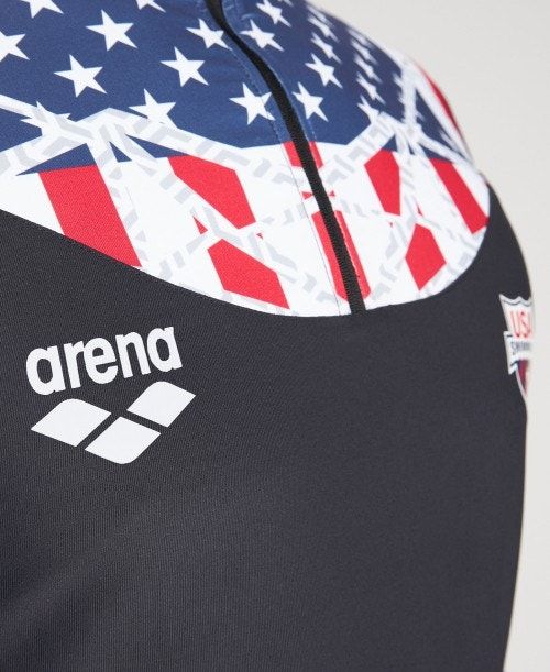 Arena Usa Swimming Team Kit Half Zip Shirt Black | 091347-OWX