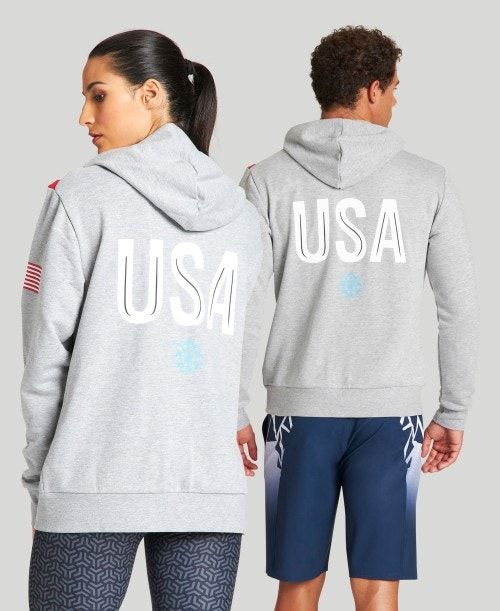 Arena Usa Swimming Team Kit Hooded Zip Jacket Grey | 123689-TIK