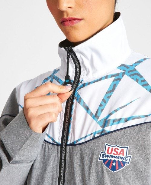 Arena Usa Swimming Team Kit Og Demin Warm Up Jacket Grey Blue | 102748-HUV